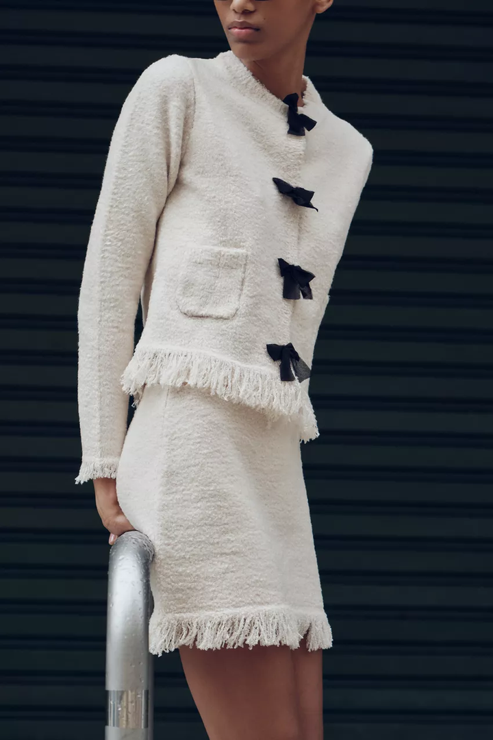 Autumn Bow Knitted Cardigan Coat
