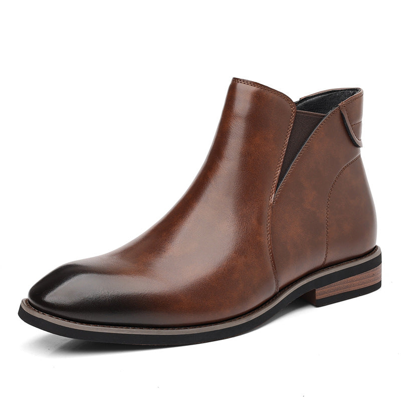 Men's Retro High-Top Formal Leather Boots - British Style Side Zipper Ankle Boots