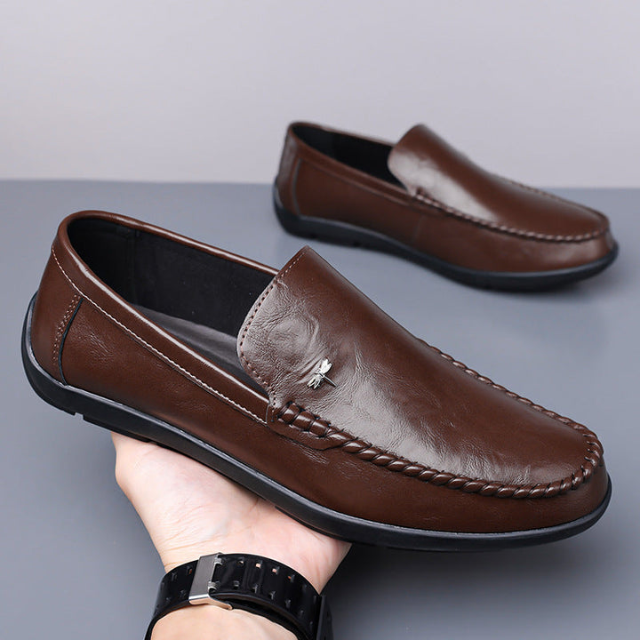 Men's Genuine Leather Slip-On Loafers | Breathable Suede Casual Shoes with Non-Slip Rubber Sole