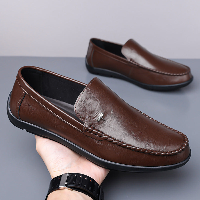 Men's Genuine Leather Slip-On Loafers | Breathable Suede Casual Shoes with Non-Slip Rubber Sole