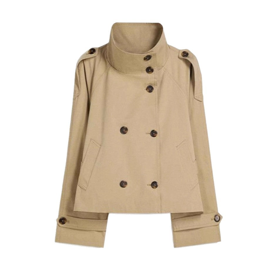 Women's Buttoned Waist-Cinching Lace-Up Trench Coat