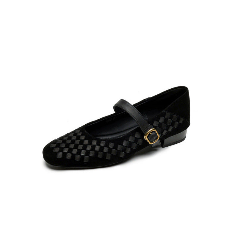 Mary Jane Sheepskin Leather Shoes With Single Strap