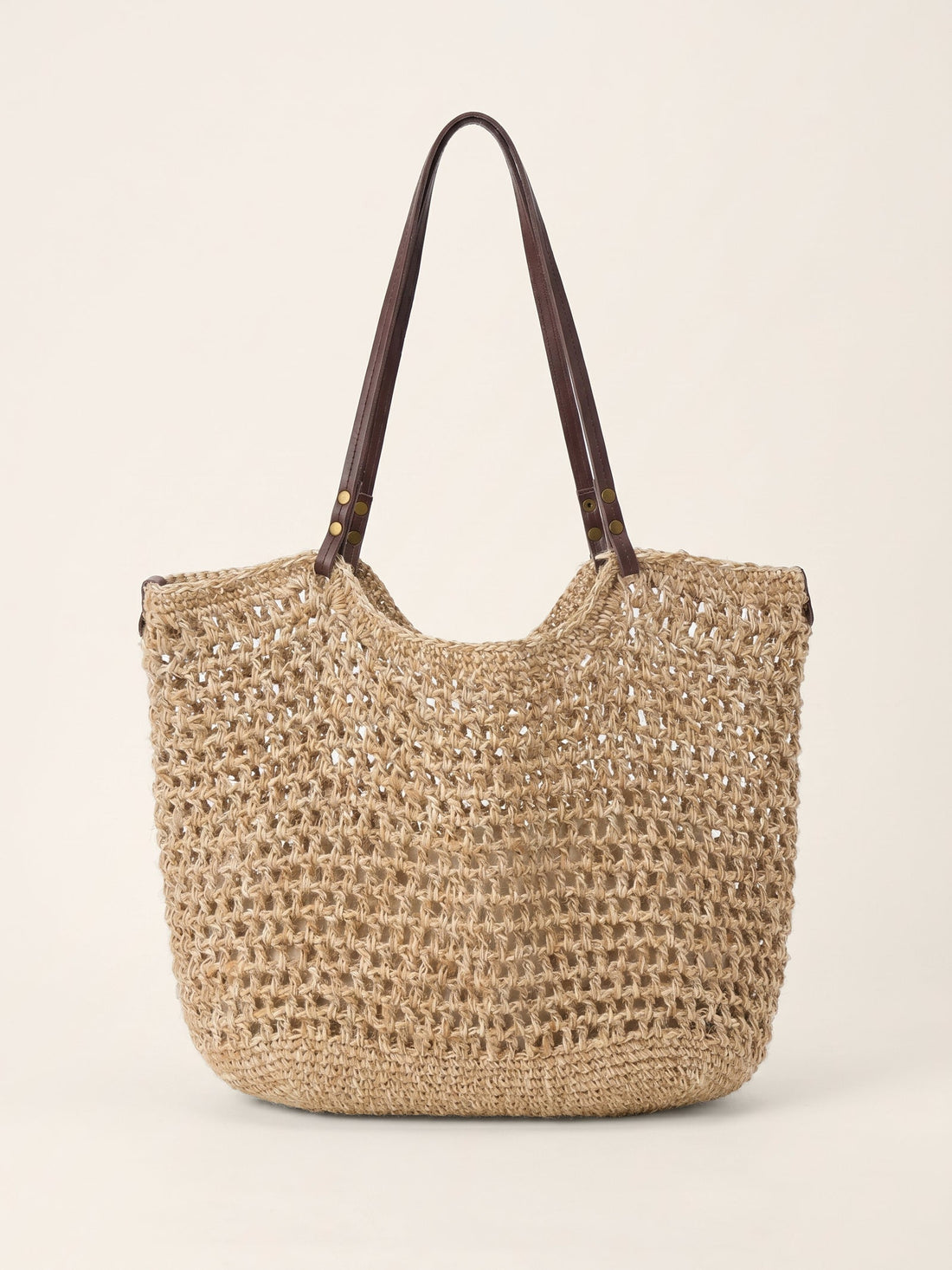 Linen-Cotton Open-Weave Tote Bag With Zip Pouch