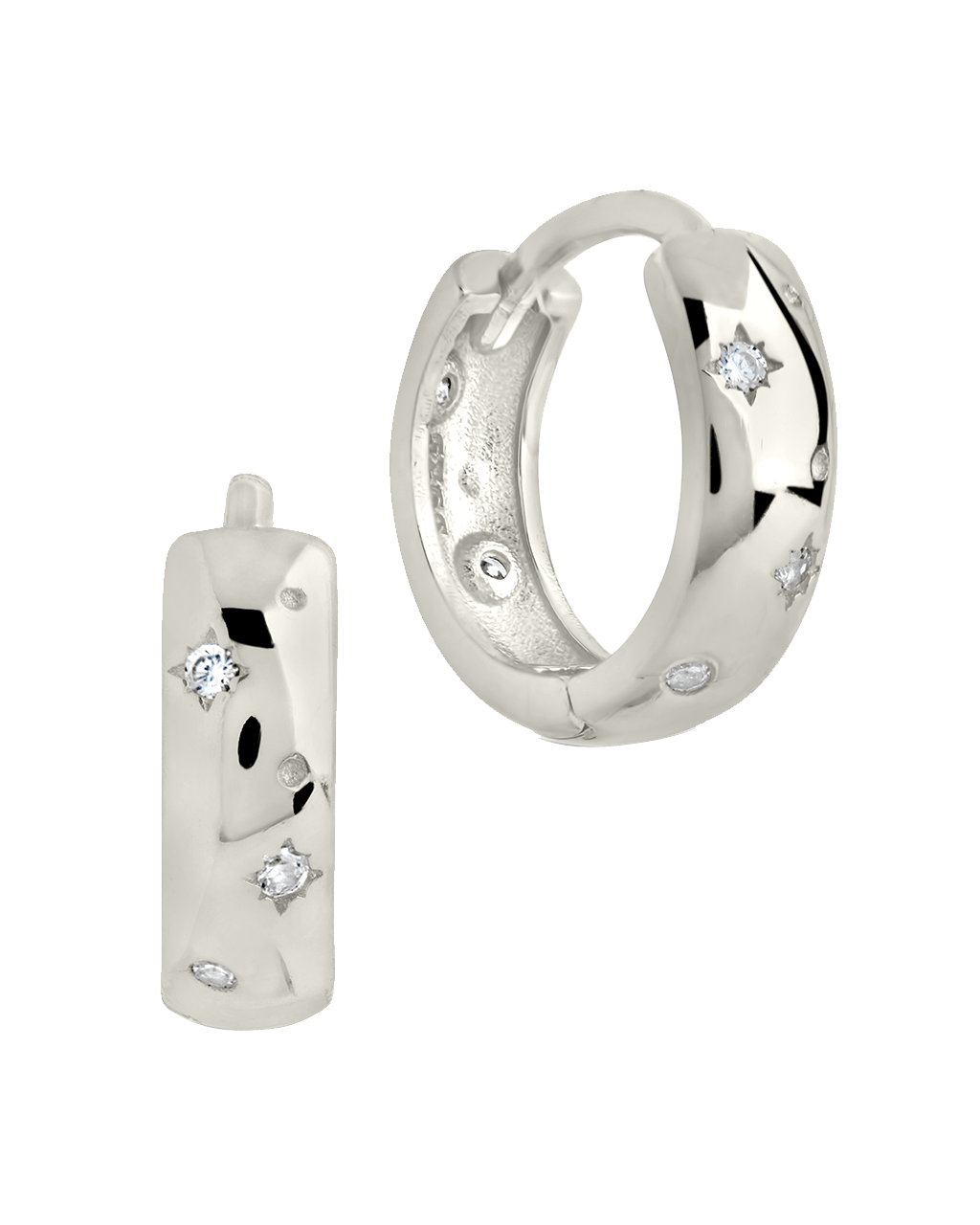 Greer CZ Burst Micro Hoop Earrings