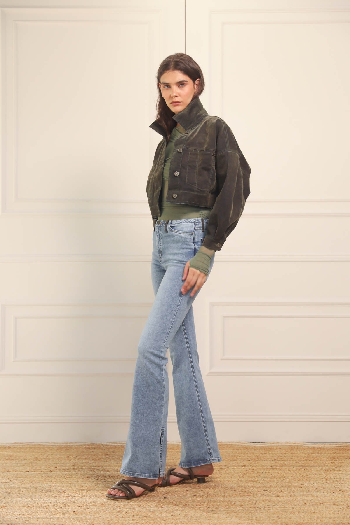 Jean Leia Velvet Military
