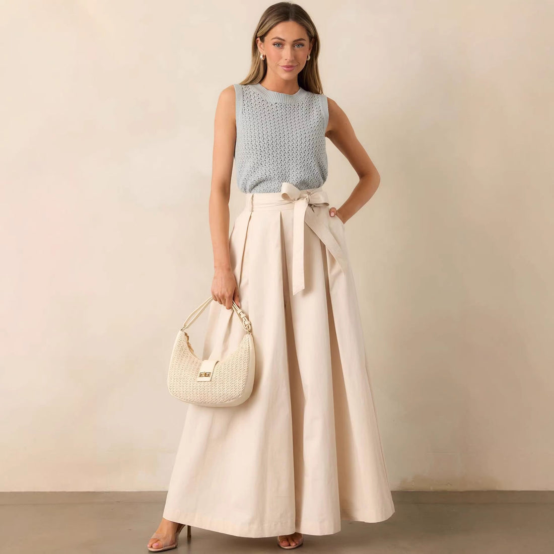 Women Spring Autumn Apricot Straight Leg Pants