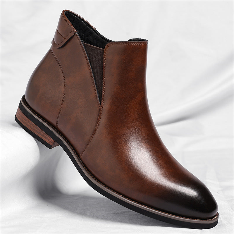 Men's Retro High-Top Formal Leather Boots - British Style Side Zipper Ankle Boots