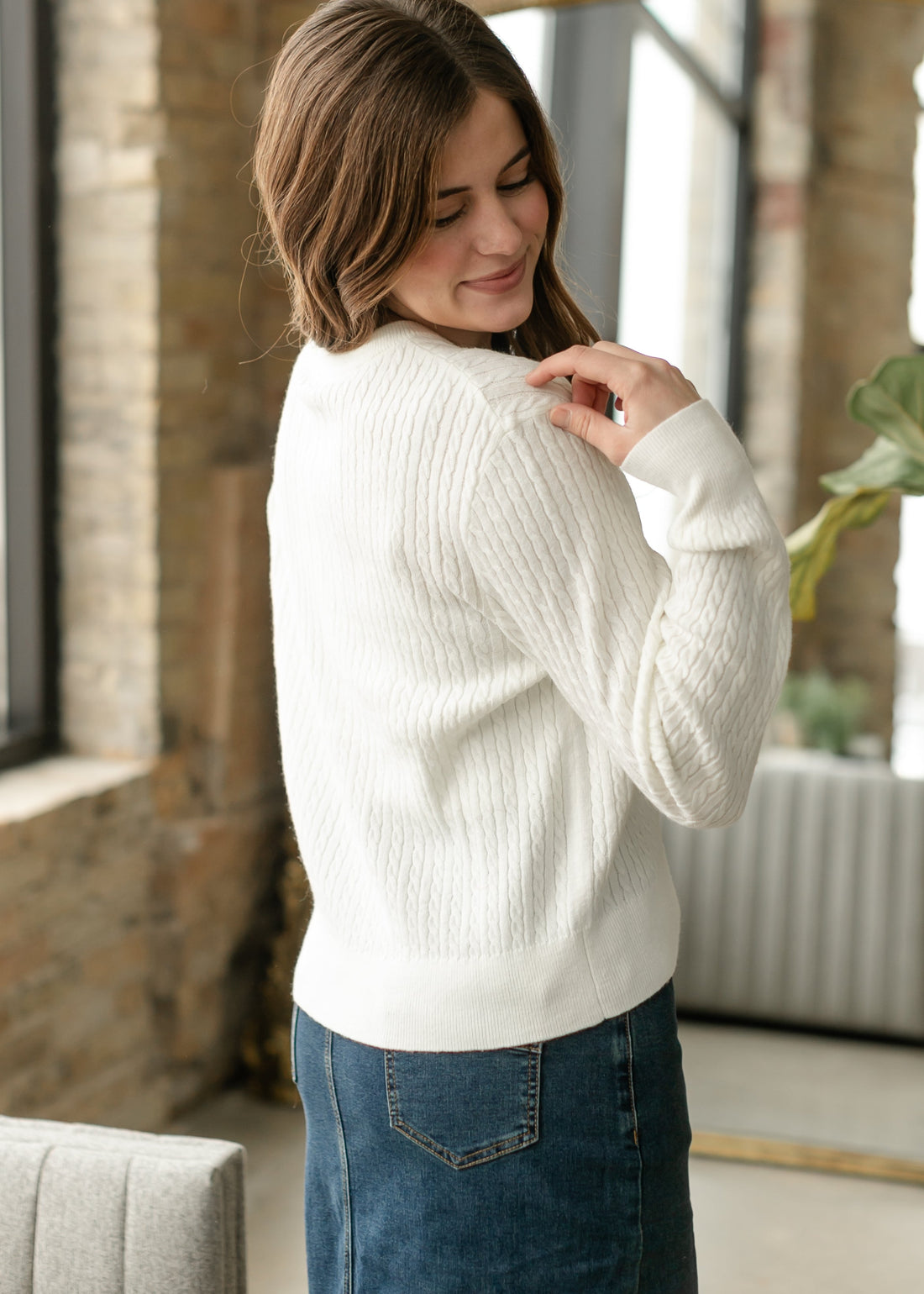 Mason White Button Up Cardigan